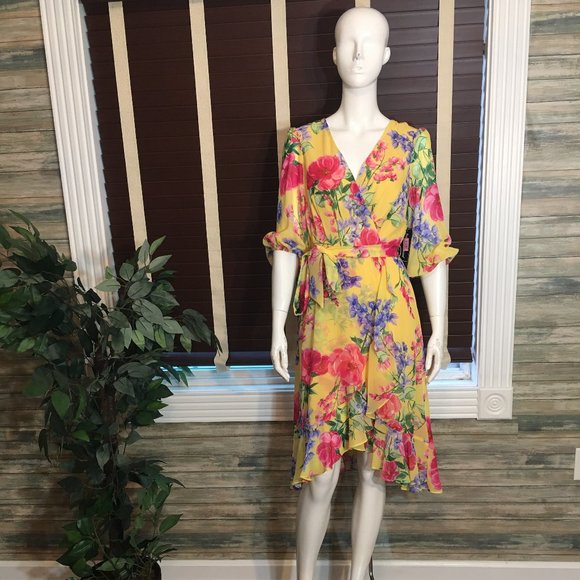 JESSICA HOWARD YELLOW FLORAL DRESS SIZE 6 - Picture 1 of 14